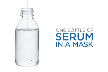 Bottle of serum in a mask