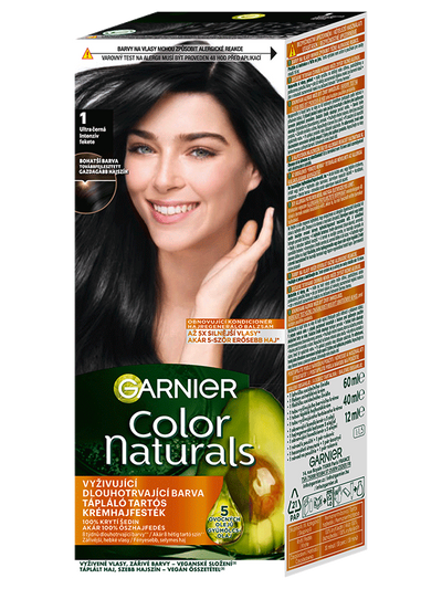 Color Naturals permanentná farba na vlasy 1 Ultra čierná