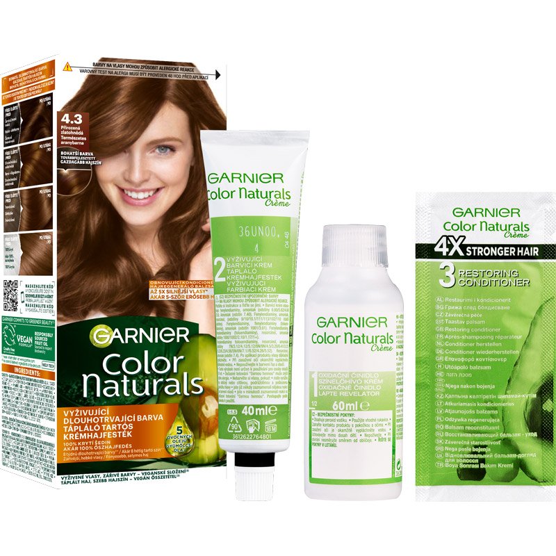 Color Naturals permanentná farba na vlasy 4.3 Prirodzená zlatohnedá balenie