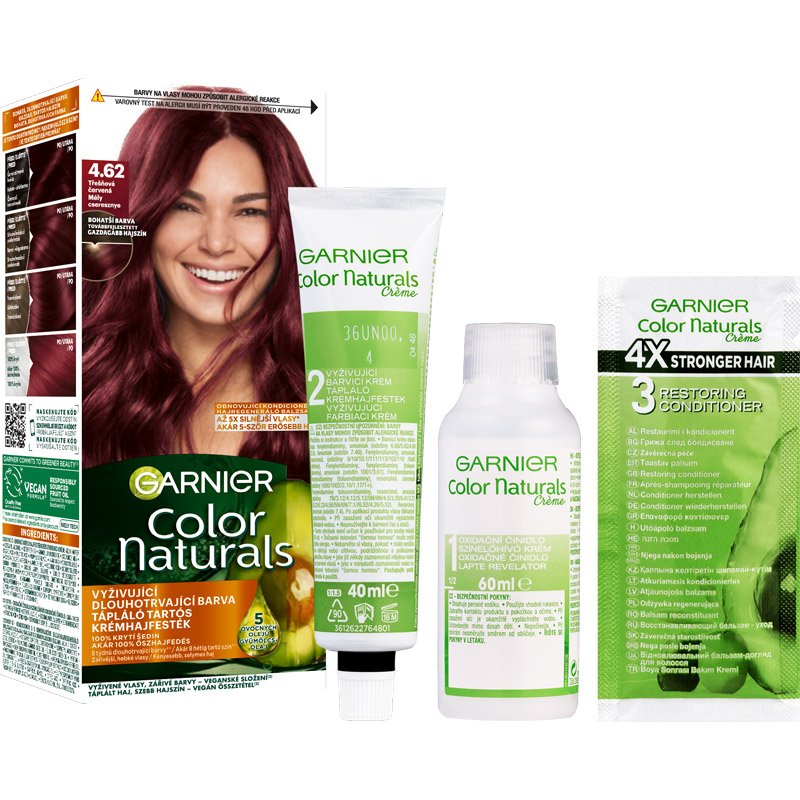 Color Naturals permanentná farba na vlasy 4.62 Čerešňová červená balenie
