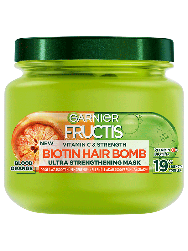 Fructis Vitamin & Strength Ultra posilňujúca Biotin Hair Bomb maska na slabé vlasy