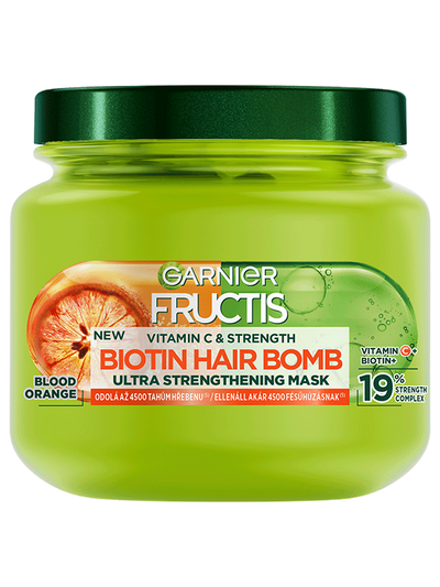 Fructis Vitamin & Strength Ultra posilňujúca Biotin Hair Bomb maska na slabé vlasy