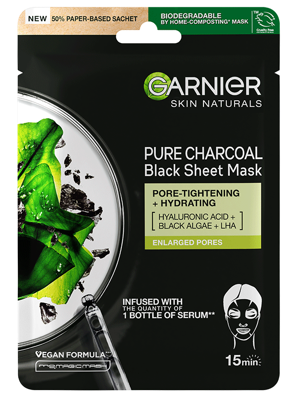 Pure Charcoal textilná pleťová maska s extraktom z čiernych rias