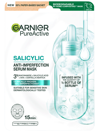 Garnier Pure Active Salicylic textilná sérum maska proti nedokonalostiam pleti