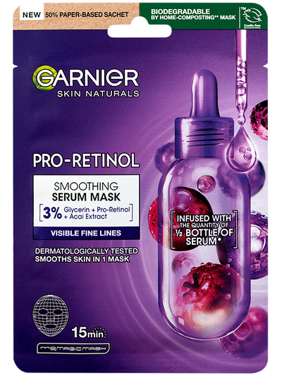 Garnier Skin Naturals Pro-retinol vyhladzujúca textilná maska so sérom - 1