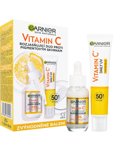 Duopack Rozjasňujúce supersérum s vitamínom C a Vitamin C denný rozjasňujúci UV fluid SPF 50+ invisible