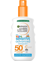 Garnier Ambre Solaire ochranný sprej proti UV žiareniu s veľmi vysokou ochranou SPF50+ na citlivú detskú pokožku, 150 ml