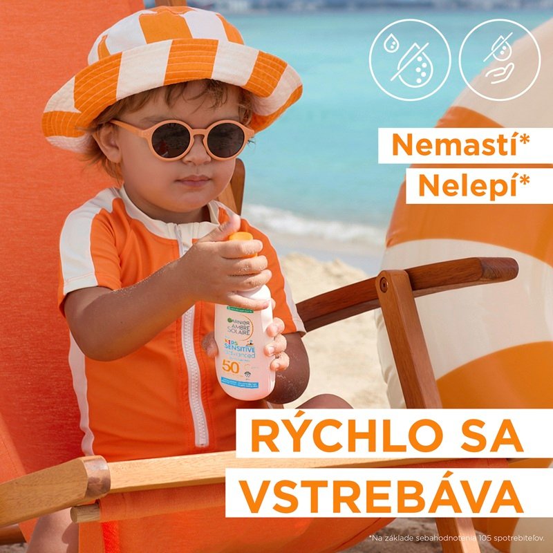 Garnier Ambre Solaire ochranný sprej proti UV žiareniu s veľmi vysokou ochranou SPF50+ na citlivú detskú pokožku, 150 ml - 5